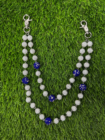 Silver/Blue Beaded Wallet Chain