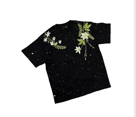 LoopStone Starry Flower Rhinestone Embroidery Tee