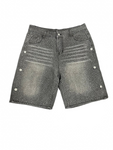 Rhinestone Vintage Wash Gray Jorts