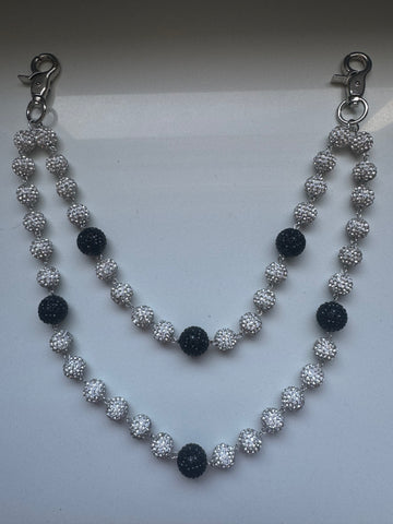 SILVER/BLACK BEADED WALLET CHAIN