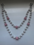 Silver/Pink Beaded Wallet Chain