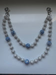 Silver/Sky Blue Beaded Wallet Chain