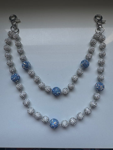 Silver/Sky Blue Beaded Wallet Chain