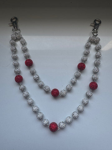 Silver/Red Beaded Wallet Chain