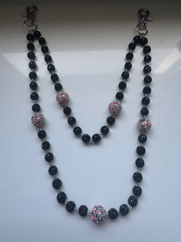 Black/Rainbow Beaded Wallet Chain