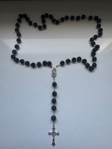 Black Beaded Rhinestone Rosary