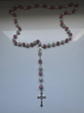 Pink Beaded Rhinestone Rosary