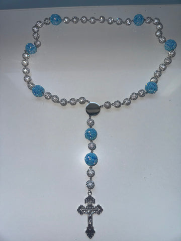 Aqua Beaded Rhinestone Rosary