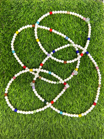 PEARL/MULTI RHINESTONE BEAD NECKLACE