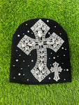 CUSTOM CROSS CRYSTAL BLACK BEANIE