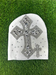 CUSTOM CROSS CRYSTAL WHITE BEANIE