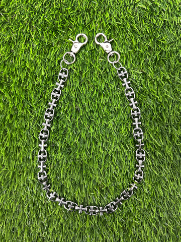 CHROME HEARTS INSPIRED CROSS LINKED WALLET CHAIN