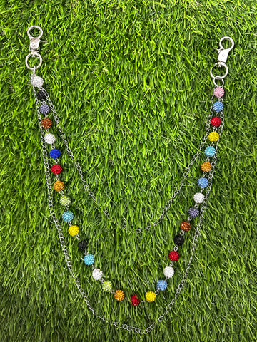 TRIPLE LAYER COLORFUL BEADED WALLET CHAIN