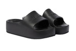 Chunky Slide Sandals in Black Rubber