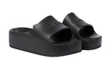 Chunky Slide Sandals in Black Rubber