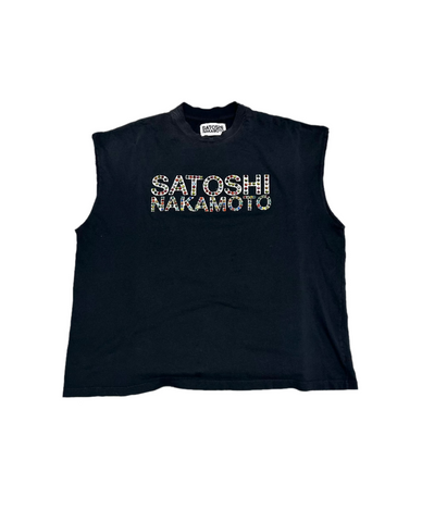 Satoshi Nakamoto Studded Logo Sleeveless Tee
