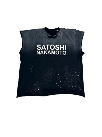 Satoshi Nakamoto Luke Sleeveless Black Tee