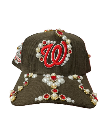 Washington Nationals Brown Corduroy Rhinestone Snapback