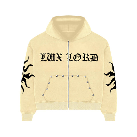 Cream Sun Zip-Up Hoodie