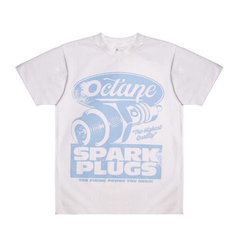 Spark Plug White/Carolina Blue Tee