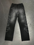 Heart Star Rhinestone Black Sweatpant