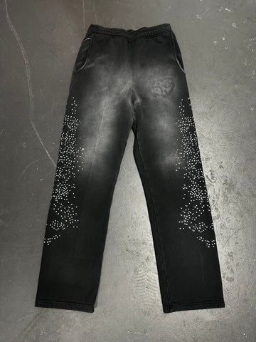Heart Star Rhinestone Black Sweatpant