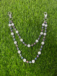 Silver/Rainbow Blue Beaded Wallet Chain