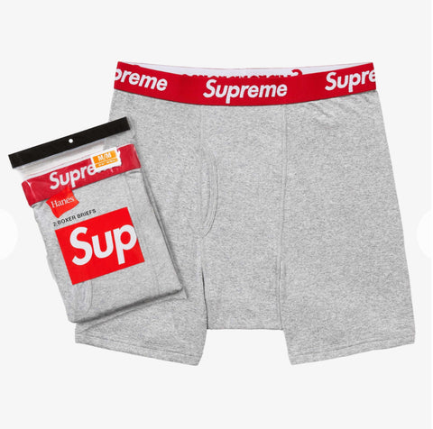 Supreme X Hanes Boxers Grey 2 Pack