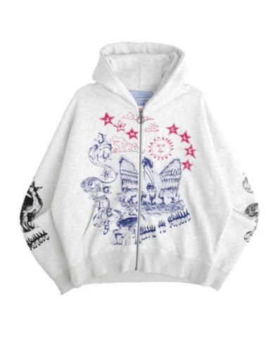 Jungles Scribbles Zip Hoodie