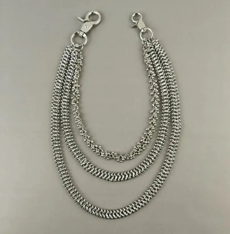 Stainless Steel Triple Beaded Wallet Chain