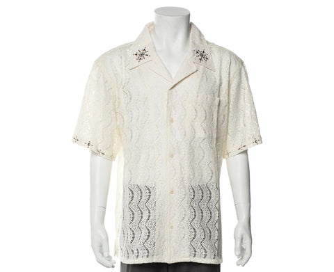 Lace Pattern Short Sleeve Shirt