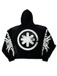 LOSTSHDWS Distressed Logo Zip-Up Hoodie Black