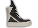 RICK OWENS SUEDE GEOBASKET SNEAKERS BLACK/MILK