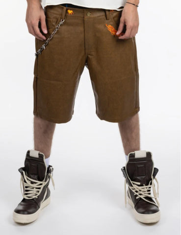 Pubbaco "FTLOP" LEATHER SHORTS WITH THE DOGS