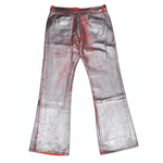 Gallery Dept. Metallic Silver Painted Red Flare Denim Jeans