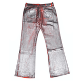 Gallery Dept. Metallic Silver Painted Red Flare Denim Jeans