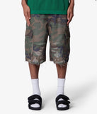 Baggy Distressed Cargo Shorts 'Washed Camo'