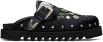 Togo Virilis Black Fur Eyelet Metal Loafers