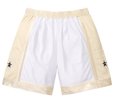 Side Pocket White/Cream Basketball Shorts