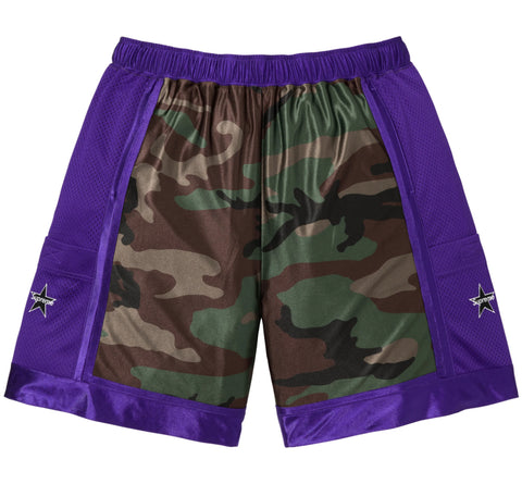 Side Pocket Camo/Purple Basketball Shorts