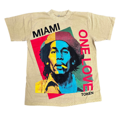 Token Bob Marley 'One Love' Olive Tee
