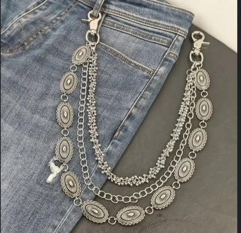 Stainless Steel Triple Layer Vintage Wallet Chain