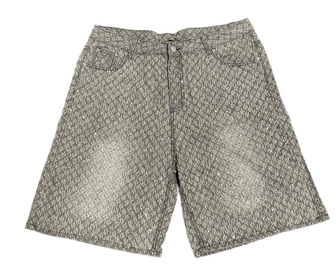 Distressed Rhinestone Grey Jorts