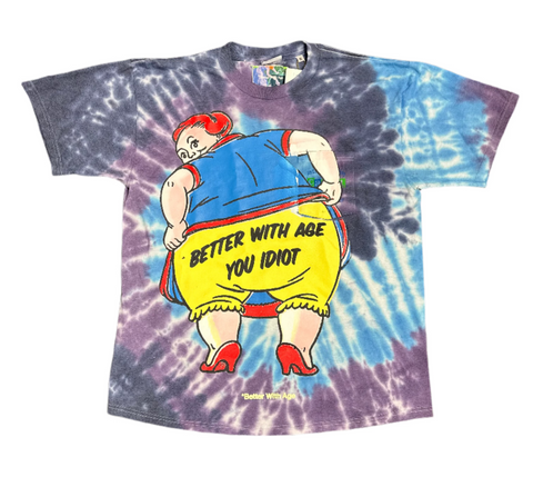 Better With Age Frizzle Tie-Dye Blue Tee