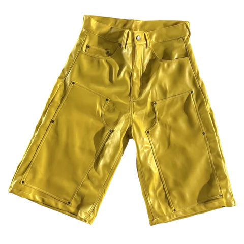 Yellow Leather Shorts