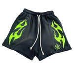 Hellstar Flame Shorts Black/Green