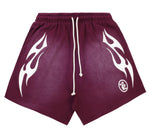 Hellstar Flame Shorts Burgundy/White