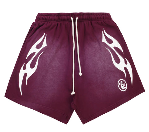 Hellstar Flame Shorts Burgundy/White