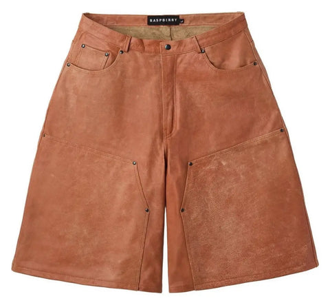 Peach Leather Shorts