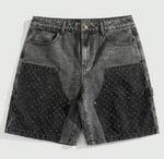 Distressed Patched Legged Jorts 'Grey'